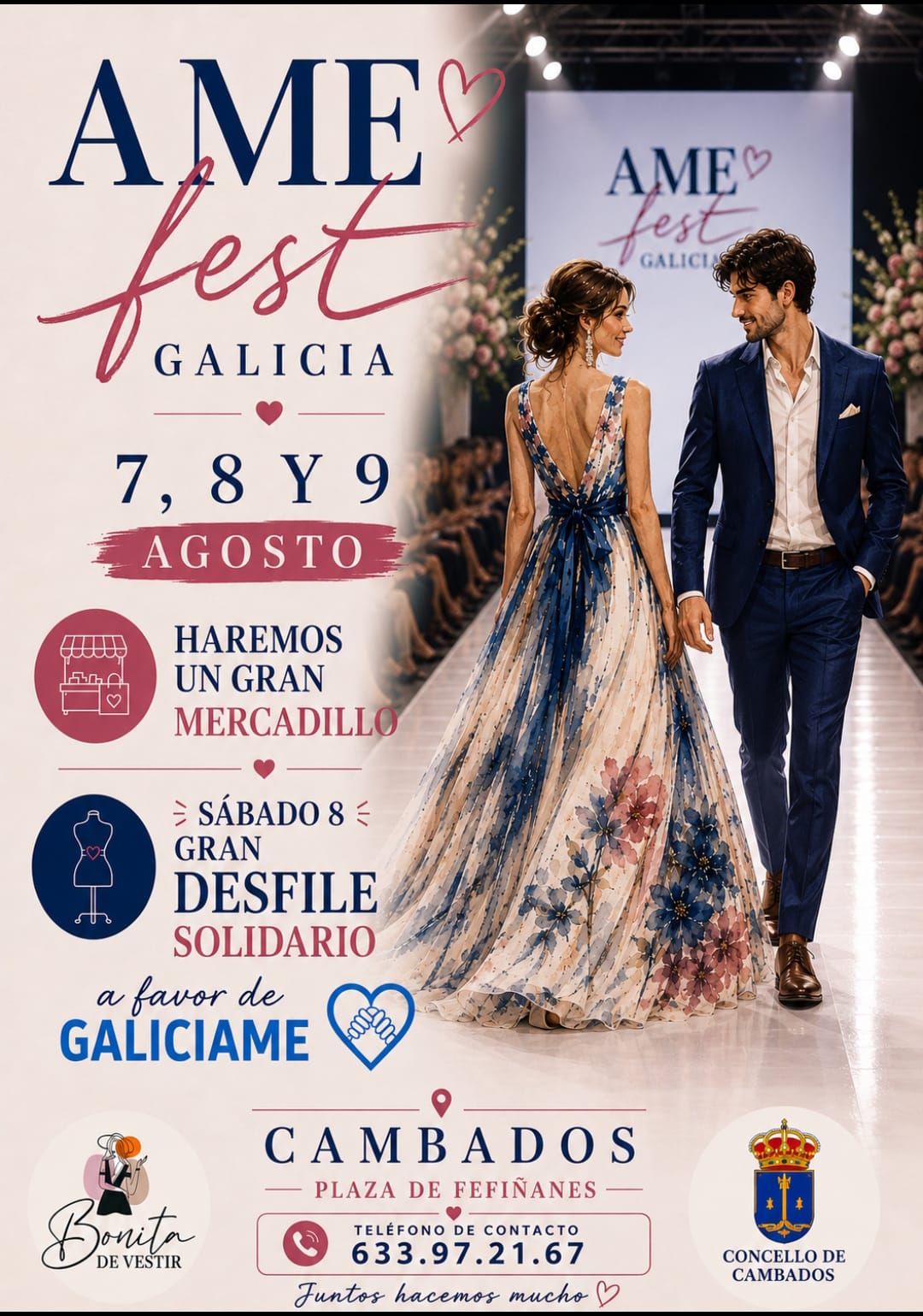 Cartel del AME Fest Galicia en Cambados, gran desfile solidario